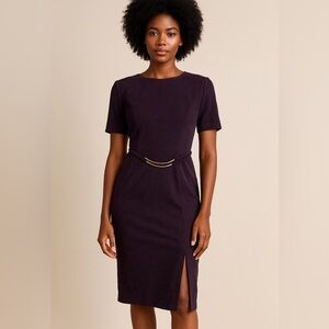 Victoria Stephens Purple Short Sleeve Midi Dress with Belt Detail Size 10